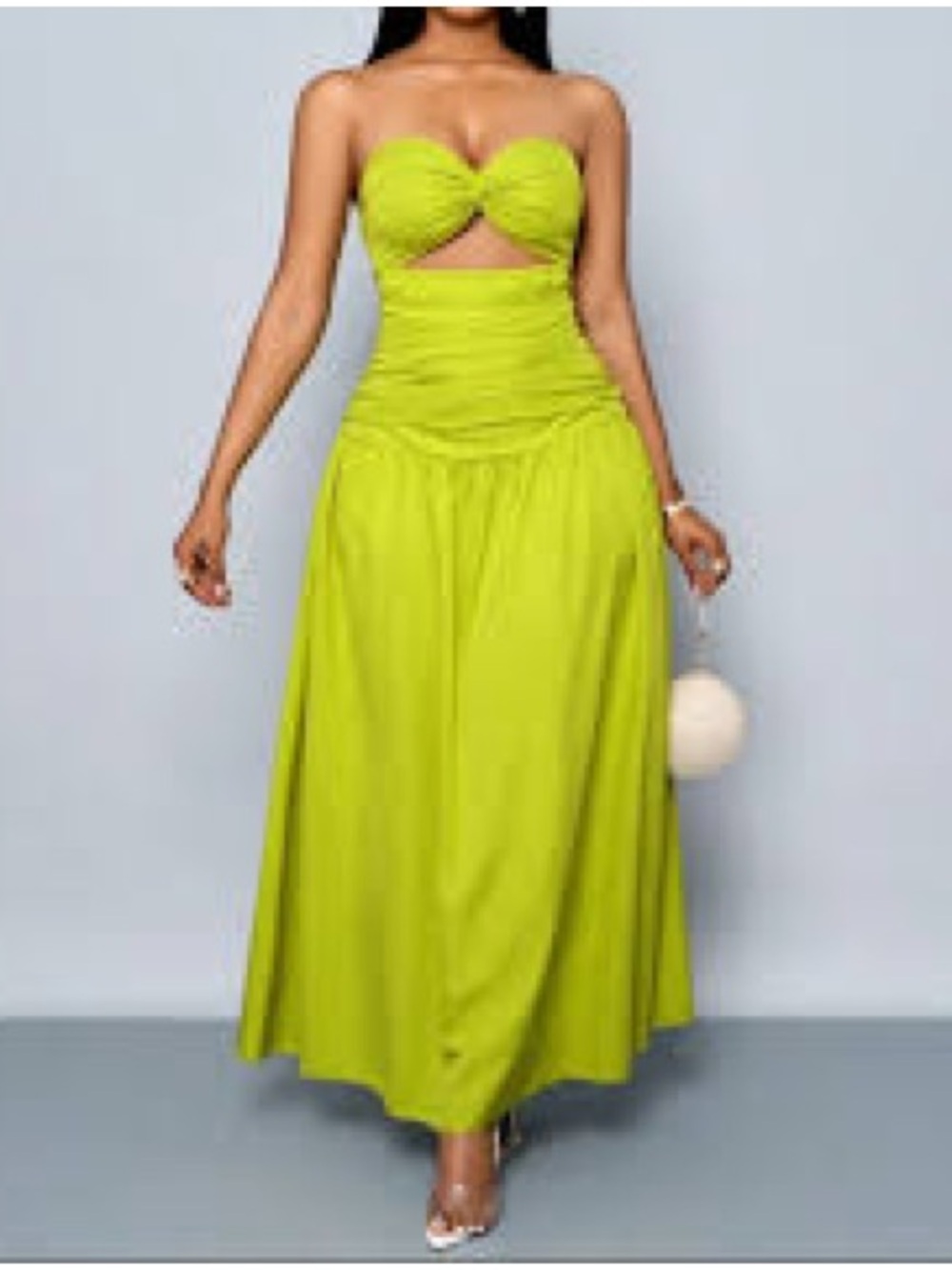 Strapless Lime Green Maxi Dress - Women's